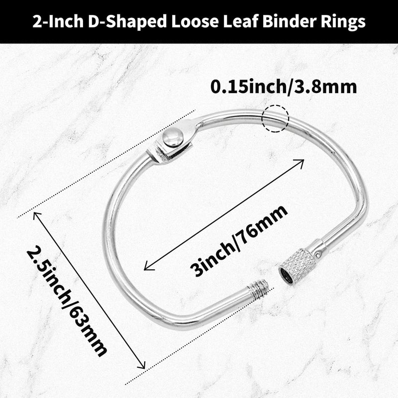 STSTECH 12 PCS 3 Inch D-Shaped Loose Leaf Binder Rings, Nickel Plated Metal Book Rings with Screw Lock for Index Cards, Documents, Keychains, DIY Crafts, Office, School, and Home Supplies (3 Inch) - Image 2